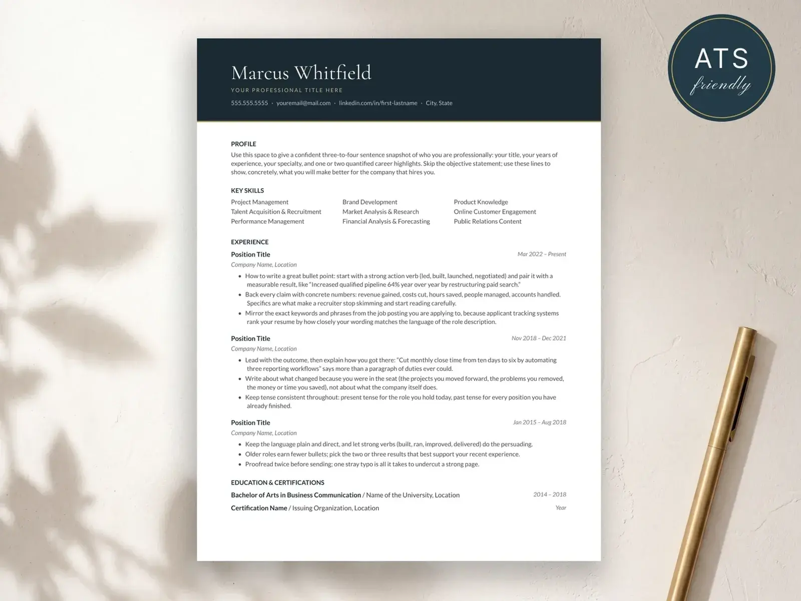 Executive Resume Template for Google Docs, Word & Pages | The Crest preview