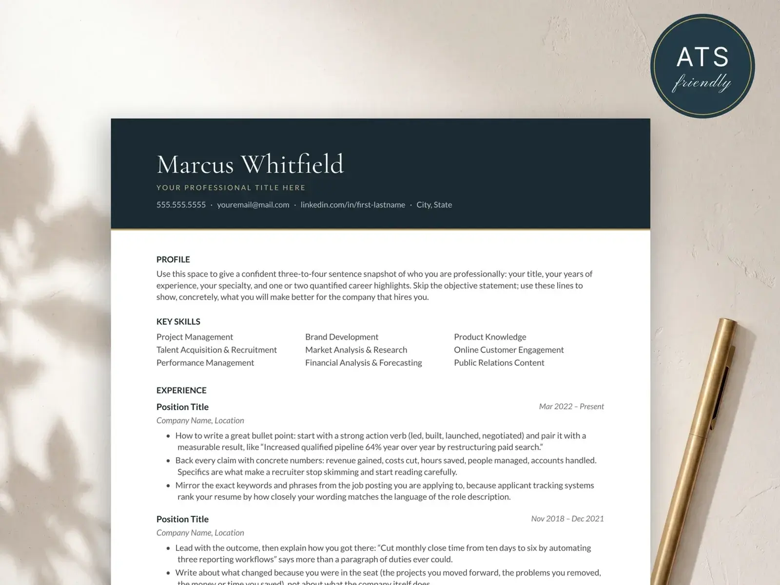 Executive Resume Template for Google Docs, Word & Pages | The Crest preview 2