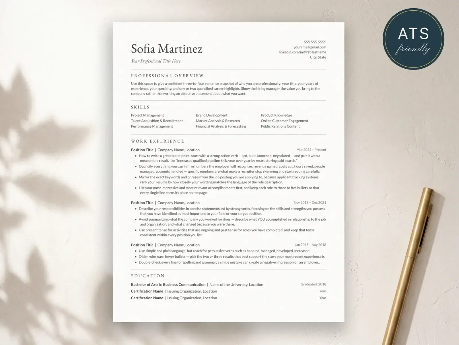 Modern Resume Template for Google Docs, Word & Pages preview