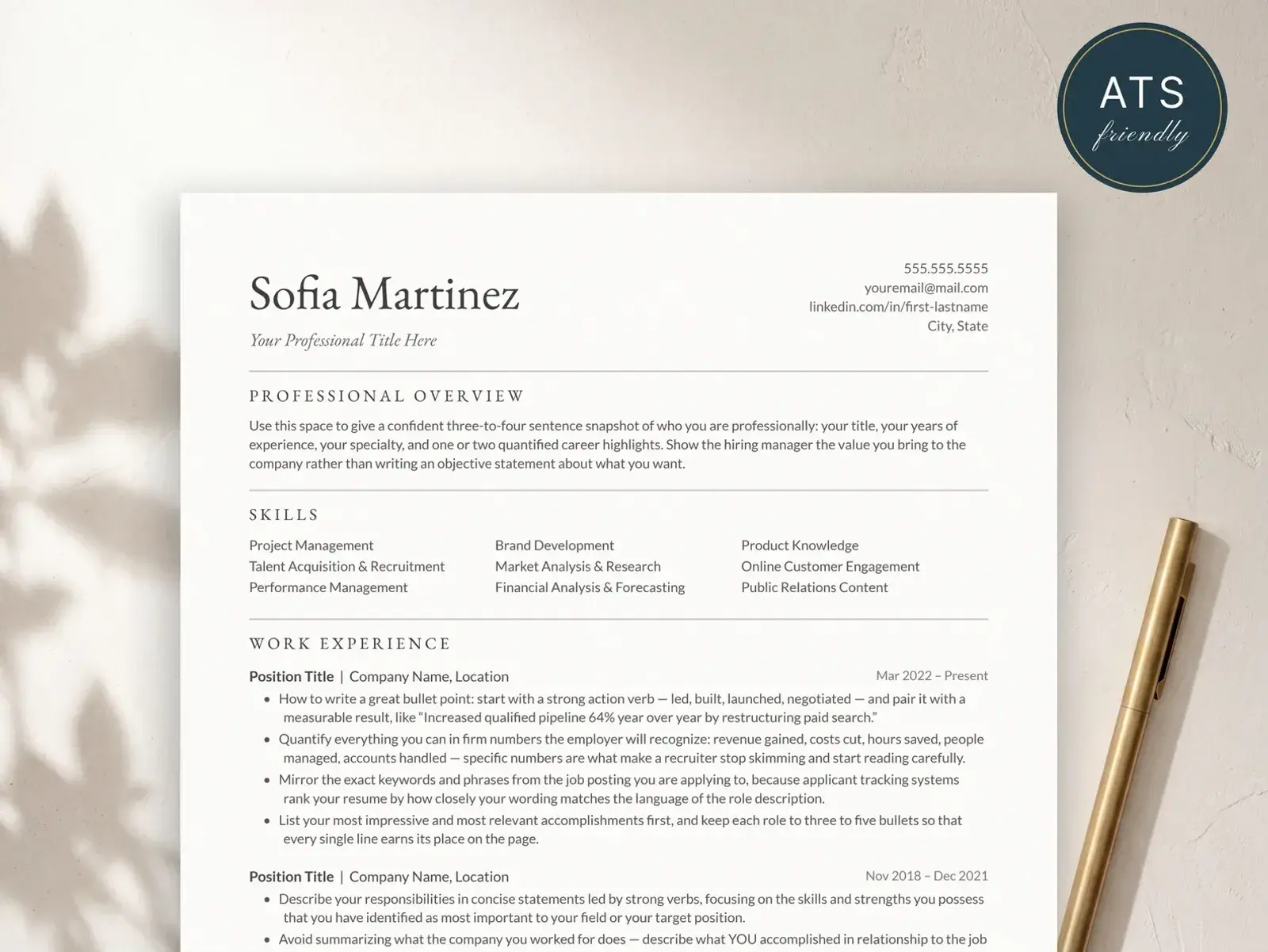 Modern Resume Template for Google Docs, Word & Pages preview 2