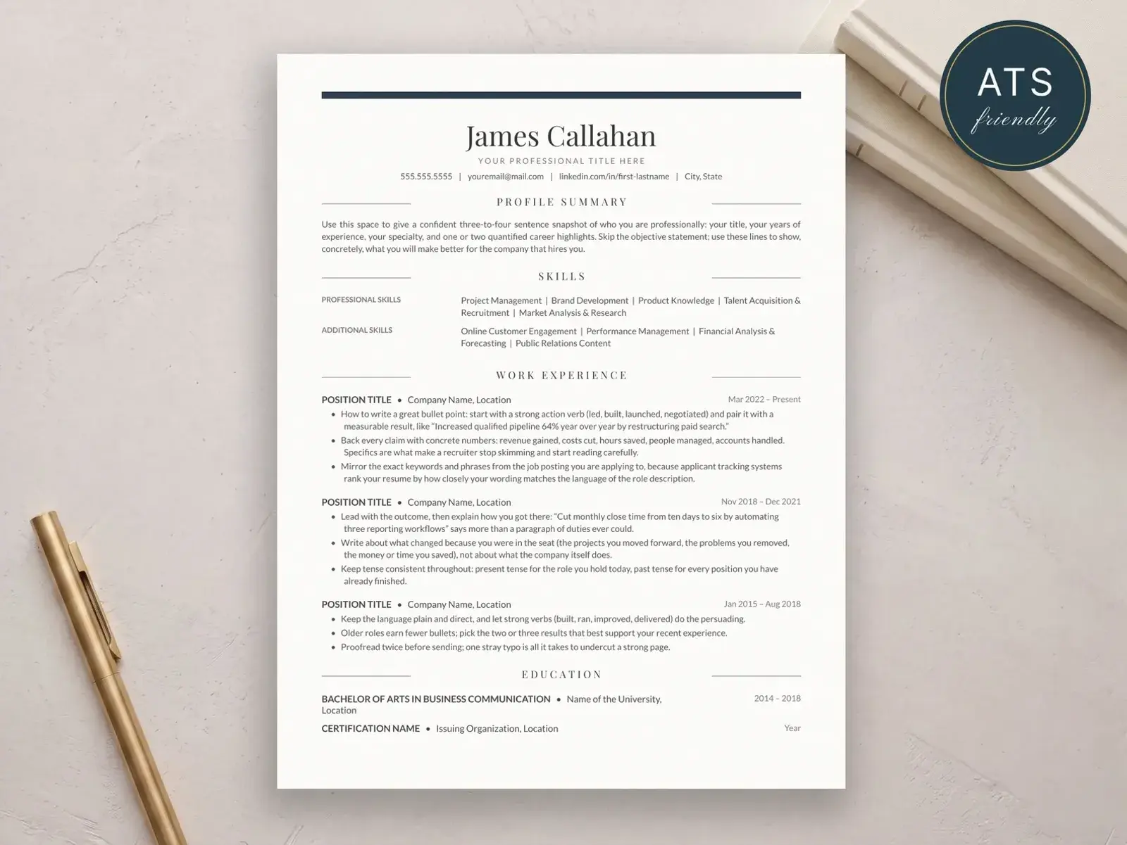Elegant Resume Template for Google Docs, Word & Pages | The Regent preview